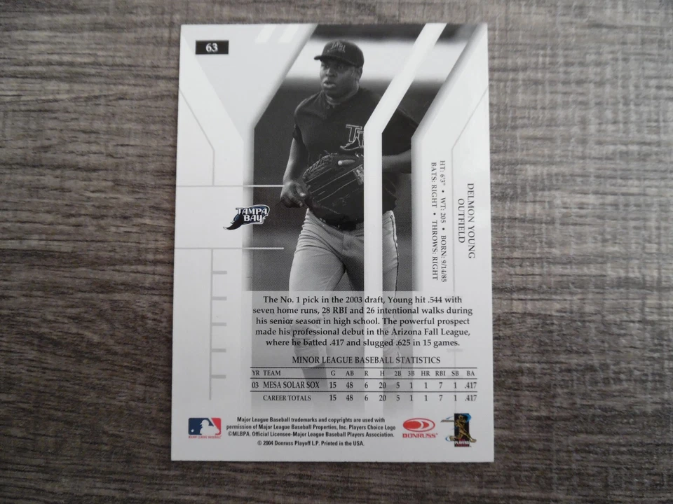 Delmon Young Tampa Bay Rays 2004 Donruss Elite Extra Edition MLB RC #63 - Image 3 of 3