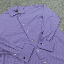 David Donahue Dress Shirt Mens 16 34/35 French Cuff Button Up Glen Check