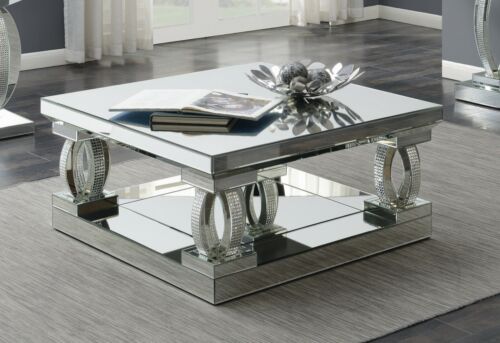 Modern Luxury Glam 3pc Occasional Coffee Table Mirror Acrylic Inlay | eBay