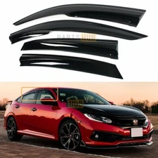 For 16-21 Honda Civic Sedan Wavy Mugen Smoke Tinted Window Visor Rain Guard Vent