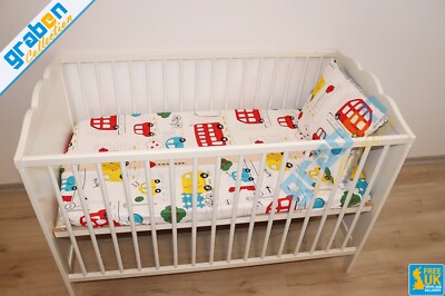 100% BAUMWOLLE POPELINE SPANNBETTLAKEN & KISSENBEZUG FÜR KINDERBETT REISEBETT 60cm X 120cm