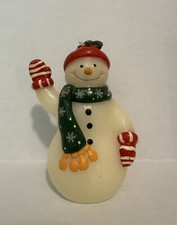Vintage Cheerful Snowman Candle, W/Mittens, Hat, and Scarf 6" tall, Never Lit