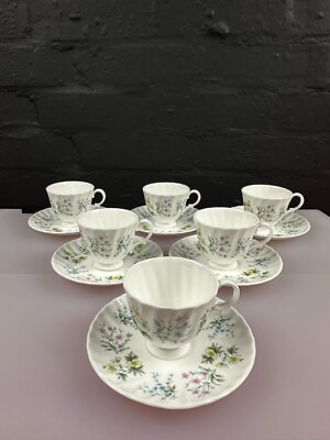 6 x Minton Spring Valley Kaffee/Espressotassen und Untertassen Set