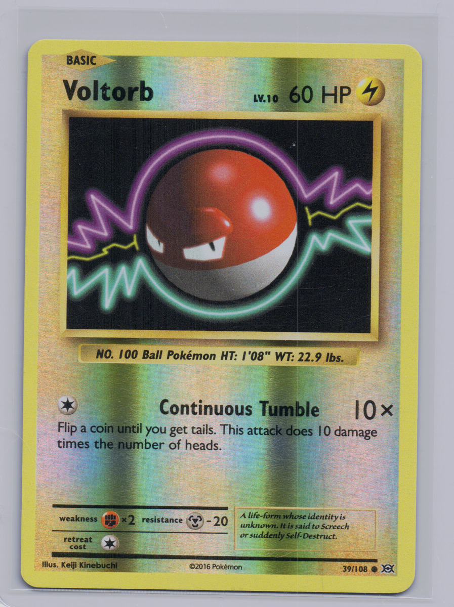 POKEMON - VOLTORB 39/108 - X Y EVOLUTION - COMMON - REVERSE HOLO FOIL - NM