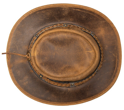 Chapeau Cowboy Bullhide En Cuir Véritable Marron - Taille L, Bord 3 3/8 (occasion Très Bon état)