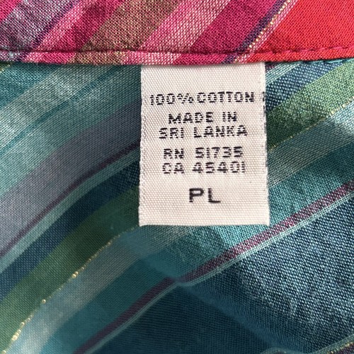 Vintage IZOD Turquoise Striped 3/4 Sleeve Button Up Sparkle Women’s Western PL - Picture 3 of 11