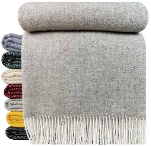 Manta de lana 100% lana virgen manta a cuadros 140 x 200 cm Tirol gris claro - Imagen 1 de 6