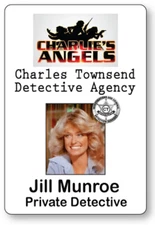 JILL MUNROE CHARLIE'S ANGELS NAME BADGE TAG HALLOWEEN COSPLAY MAGNET BACK
