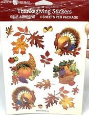 Vintage THANKSGIVING Stickers 4 Sheets American Greetings Forget Me Not