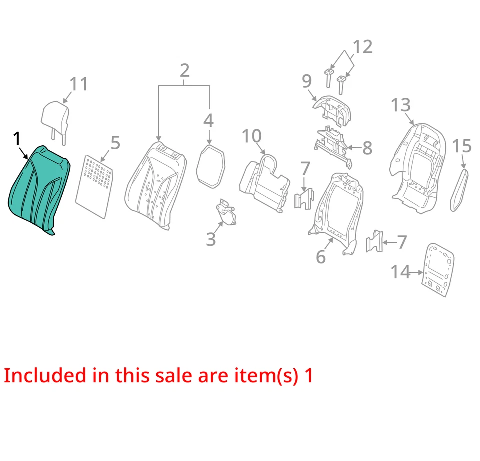 Funda trasera asiento delantero para Lincoln MKX 2016 ASM FA1Z5864417FB - NUEVA OEM Foto 3 de 4