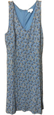 LOFT Outlet Blue Floral Sleeveless Midi Swing Dress Size 10 NWOT