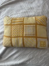 Vtg BARGELLO Needlework THROW PILLOW Sun Yellow Beautiful Needlepoint Signed
