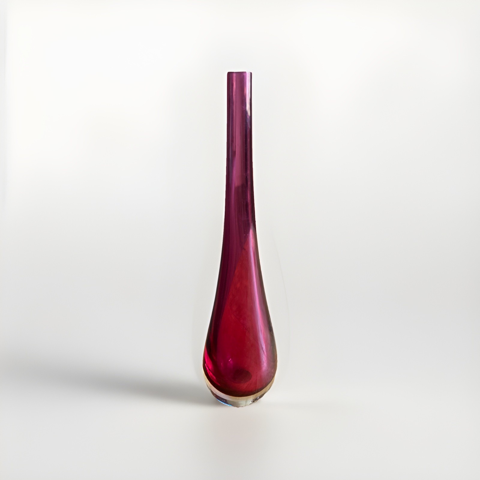 Red Cranberry Murano Glass Vase Art Glass 10 1/2 Inches Tall