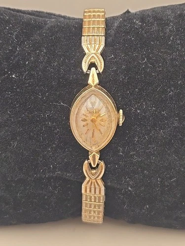 Vintage Rolex 13mm 14k Gold Swiss Manual Womens Wristwatch