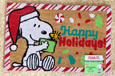 Peanuts Snoopy Welcome Christmas Door Mat 28 18 Outdoor Rug NEW