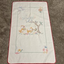 Vintage Baby Quilt Blanket Handmade Embroidered Chip Dale Store Nuts Mushrooms