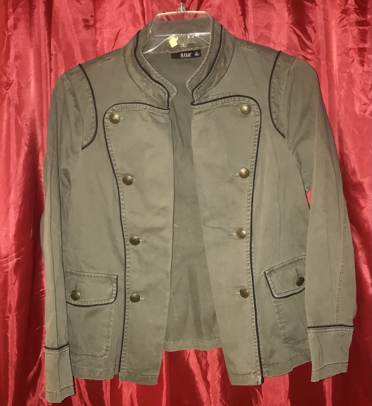 Vintage Ana Utility Jacket Military Button Front Pockets Womens L Green Y2K