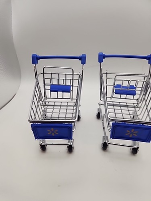 #ad Mini Metal Walmart Shopping Cart Buggy Replica 5in Wide X 6in SET OF 2 $15.00
