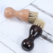2Pcs Dedusting Polishing Brushes Pig Hair Beech Handle Shoes Cleaning Brushes 