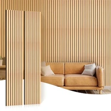 2 Pack Acoustic Wood Wall Panels Decorative Slatted 94.5" x 12.6"(2-Piece) Oak