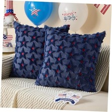 4th of July Pillow Covers 18x18 inch Set of 2 18" x 18" Pack of 2 Blue Red