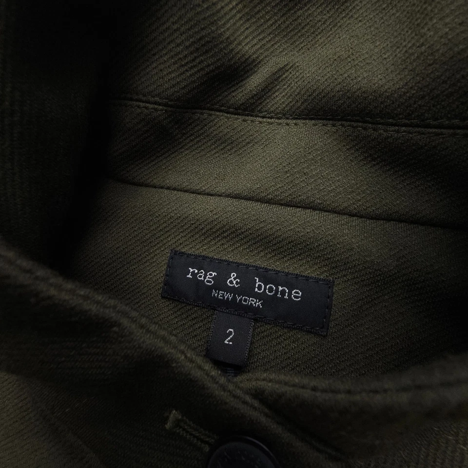 Rag & Bone Slade Blazer Army Green Size 2 Knit Stretch Viscose Wool Military EUC - Image 3 of 4