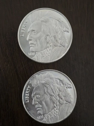 TWO (2) 1 oz. Mason MINT  Mint Silver Round Buffalo Design .999 Fine