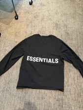 FOG Fear Of God Essentials Logo Long Sleeve Boxy Tee FW18 Black Medium 2018
