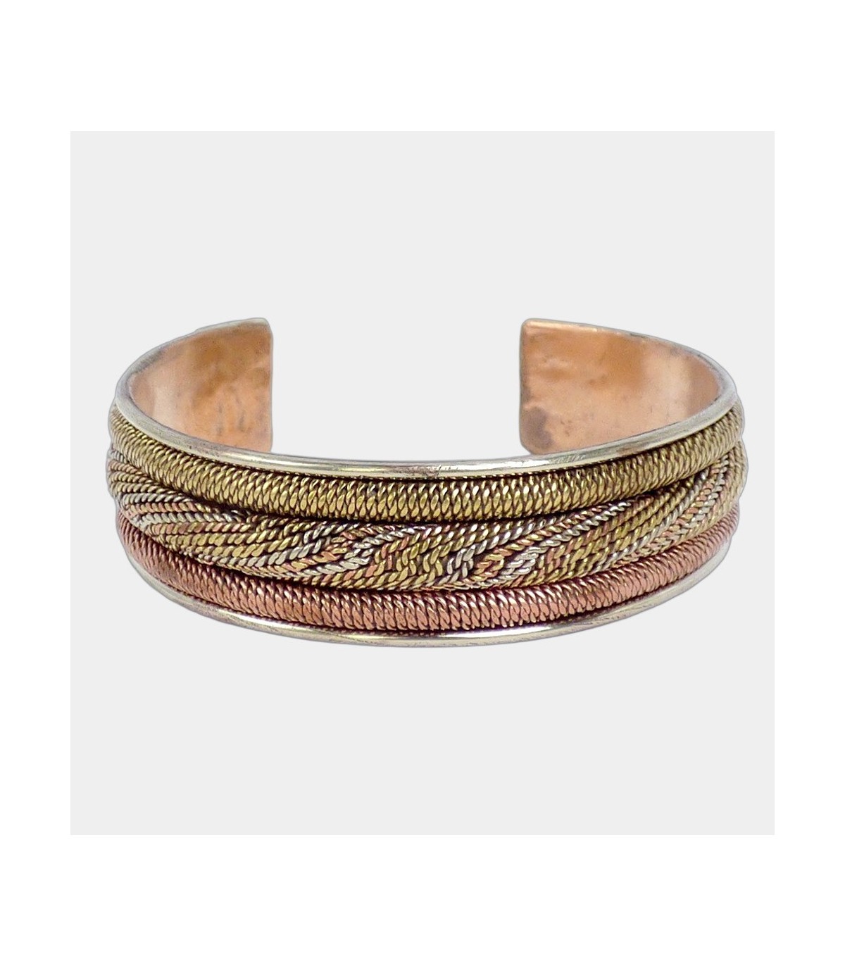 Bracelet tibétain trois métaux ABT80 jonc épais pour méditation