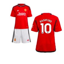 Kids Football Mini Kit Red 2023-2024 Man Utd Home Rashford 10 Sportswear Set
