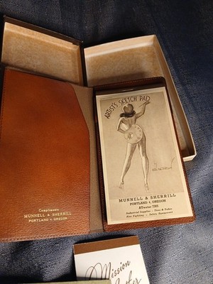 1944 Pinup ARTIST'S SKETCH PAD Calendar Notepad~Earl Macpherson W/ Leather Cover