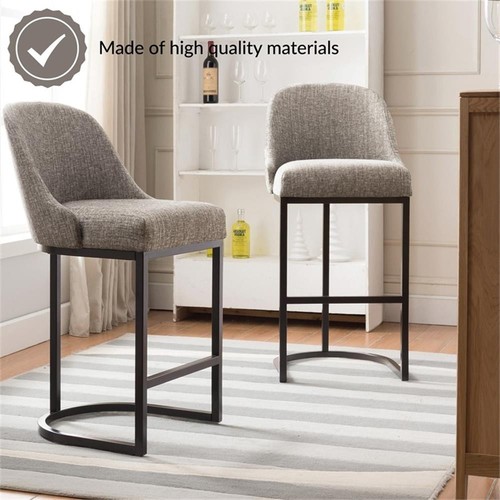 Leick Favorite Finds Barrel Back Metal Counter Stool Set in Gray/Espresso - Picture 3 of 23