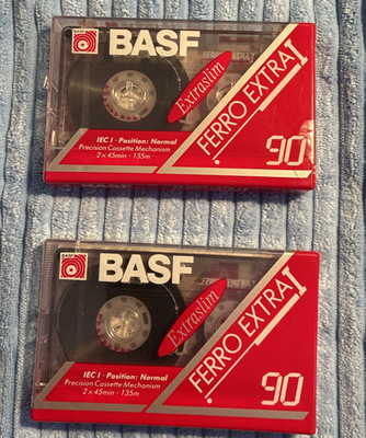 Lot of 2 New Sealed BASF FERRO EXTRA I  90 Min Blank Analog Audio Cassette Tapes