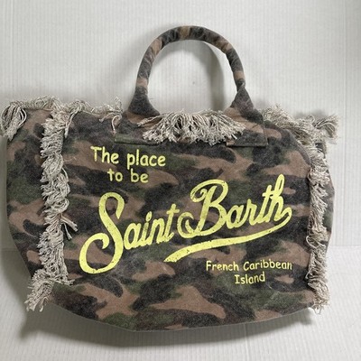 MC2 St. Barth Saint Designer Women's Green Camo Camouflage Tote Bag EUC