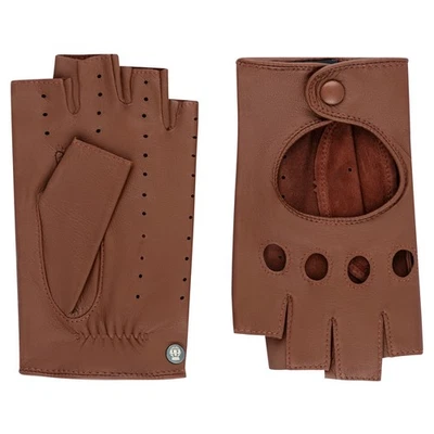 Roeckl Florenz Autofahrer Lederhandschuhe Damen Halbfinger saddlebrown (braun) - Bild 1 von 3
