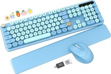 Wireless Keyboard and Mouse Combo - Cute Typewriter Keyboard with Detachable ...