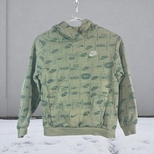 NIKE Kids Hoodie Size Medium Green Nike Swooshes Sweatshirt