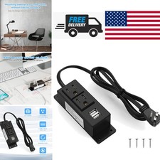 Flat Plug Power Grommet with Surge Protection Two AC Outlets and Two USB Ports