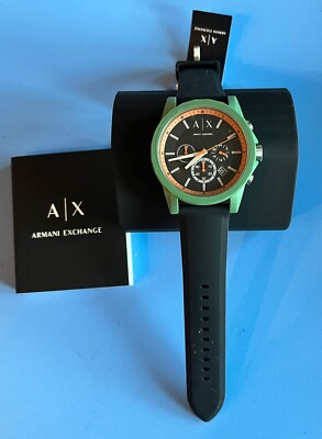 Armani Exchange Chronograph Black Silicone Men's Watch AX1348; 100