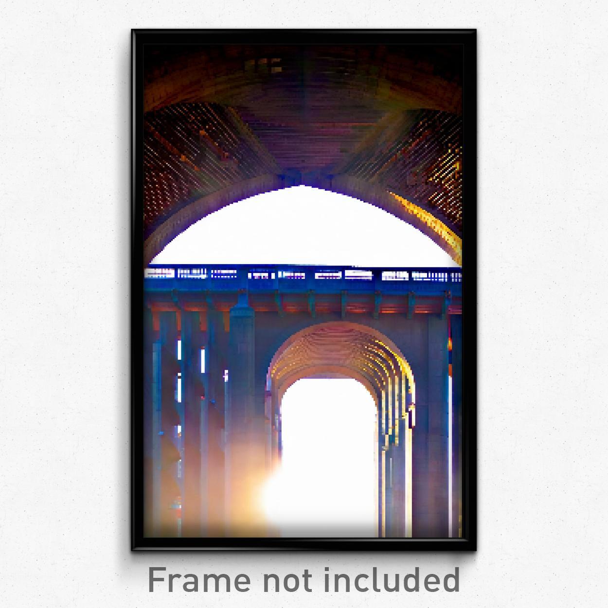 8 Bit Pixel Art Poster - Psychedelic Viaduct Video Game Print