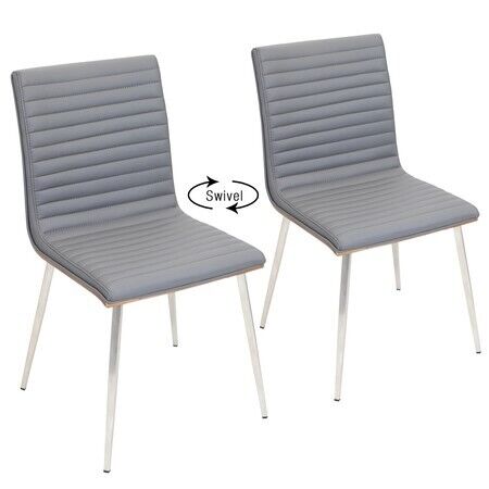 LUMISOURCE CH-MSNSWV WLGY2 Mason Chair in Stainless Steel, Walnut Wood, Grey - Picture 1 of 10