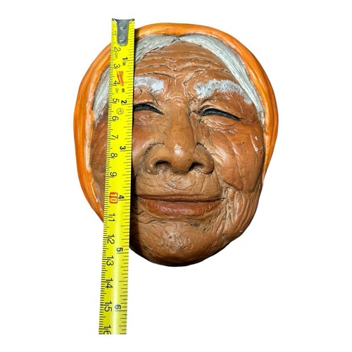 Handmade 1965 Alaskan Eskimo Wall Hanging Mask - S. Bradley Temple Eskimo Susie - Picture 12 of 13