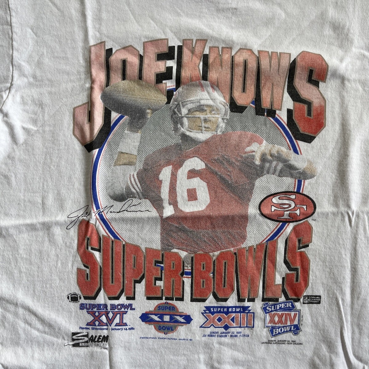 Vintage 90s Joe Montana Joe Knows Super Bowls San Francisco 49ers