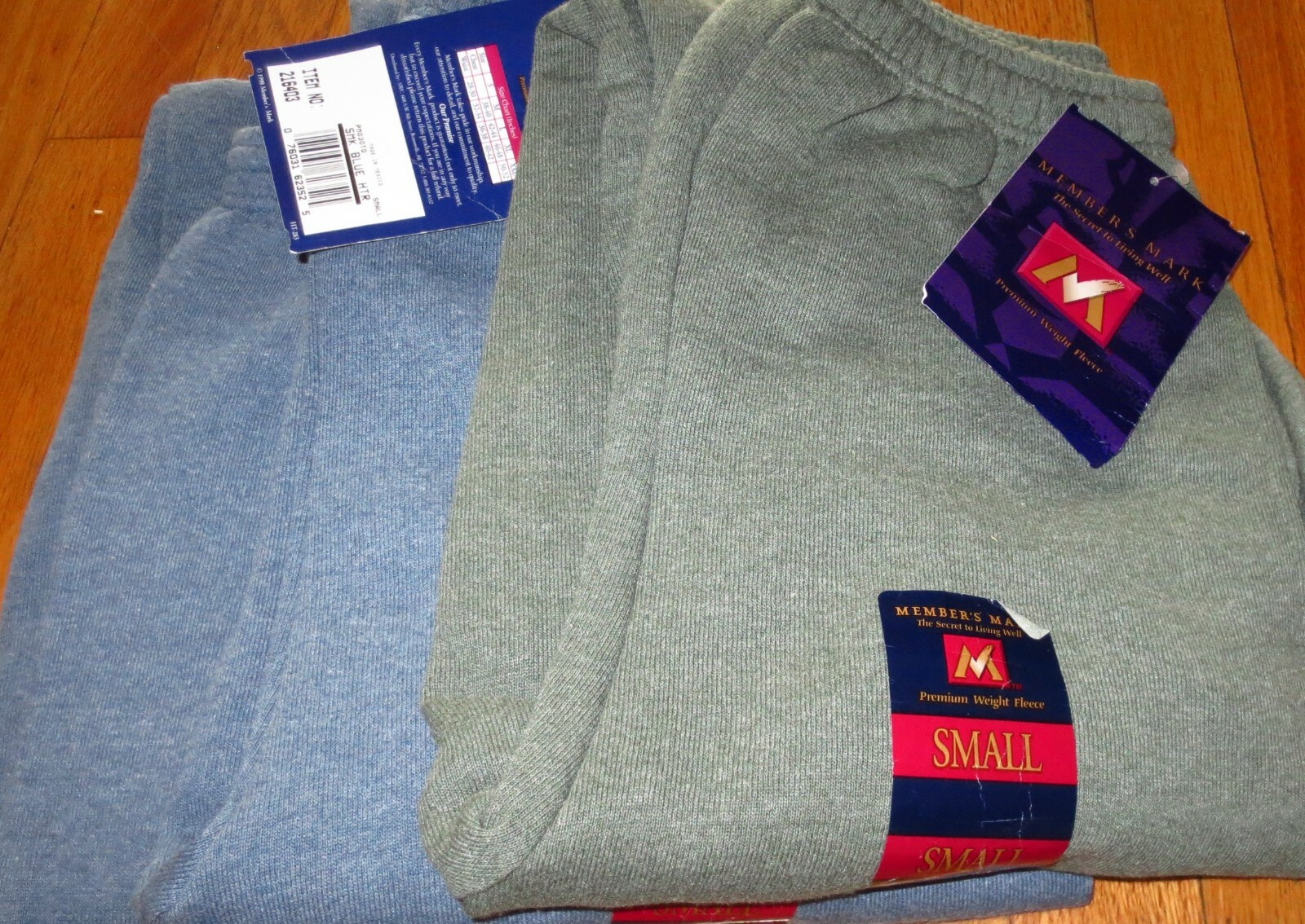 Men's Heather Blue & T. Green Sweatpants 3-Pack Small with Pockets by Members Mark