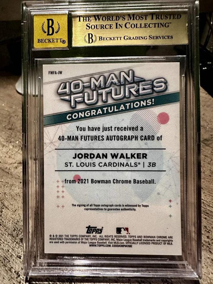 2021 Bowman Chrome 40 Man Futures Auto JORDAN WALKER Orange RC /25 BGS 9.5 - Image 2 of 2