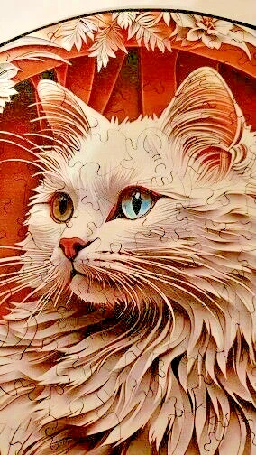 Rompecabezas de madera gato real blanco (mejor regalo) Foto 3 de 4