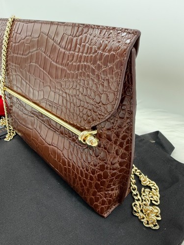 AUTÉNTICA NUEVA CON ETIQUETAS Bandolera Bolso sin asas Strathberry Stylist Tono Dorado Cocodrilo Cuero Repujado - Imagen 10 de 18