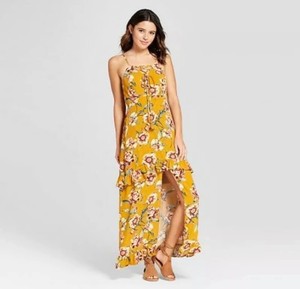 floral front slit maxi tunic