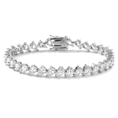 Real Pear Cut MOISSANITE 3 Prong Tennis Bracelet 925 Sterling Silver Pass Tester