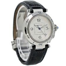 Cartier Pasha Automatic 2379 38mm Stainless Steel Leather Silver 2YEARWARNTY#334 5